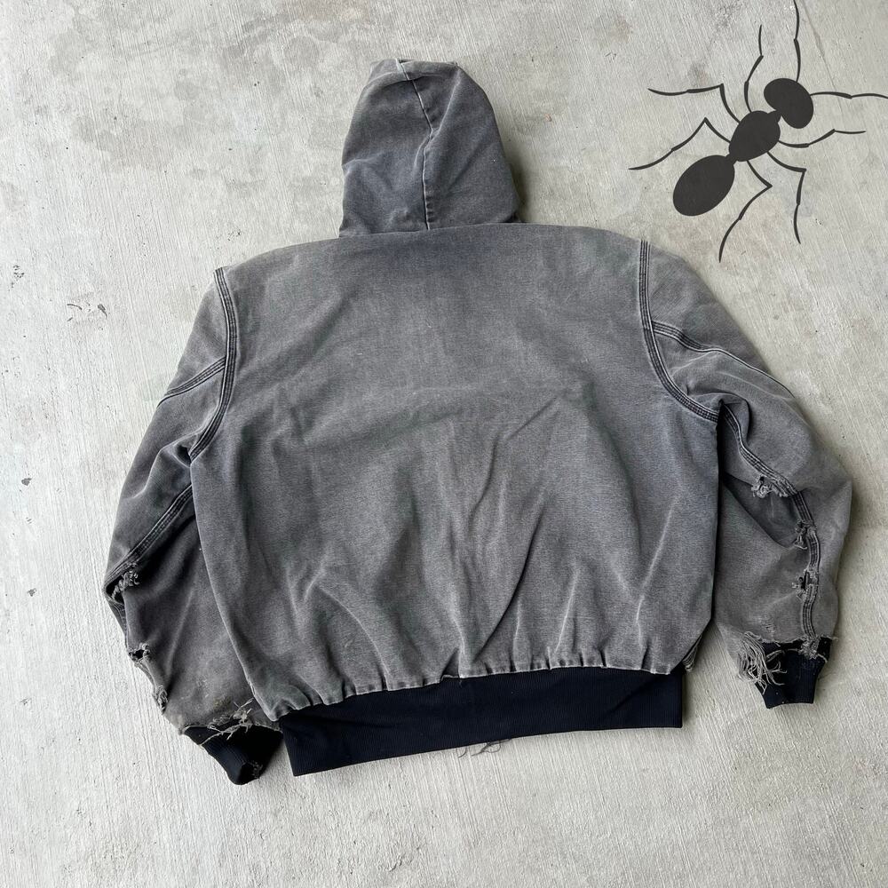 Carhartt faded black thrashed hooded work wear jacket - Picture 4 of 13